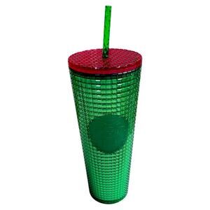 NWT Starbucks Watermelon Grid Cold Cup Tumbler Summer Pink Green - 24 oz Venti